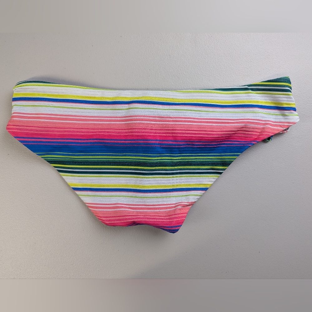 Becca Colorful Strappy Bikini Set Large Striped Rainbow Tropical Pink Blue Beach - Picture 4 of 7